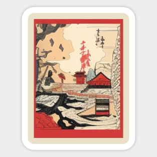 JAPANESE WOODBLOCK PRINT Sticker